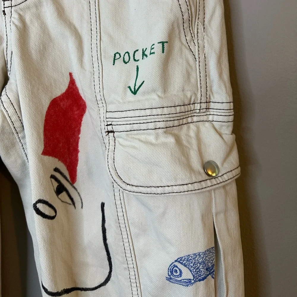 Urban Outfitters graffiti relaxed skate cargo pants. Sz 24 - Picture 4 of 10